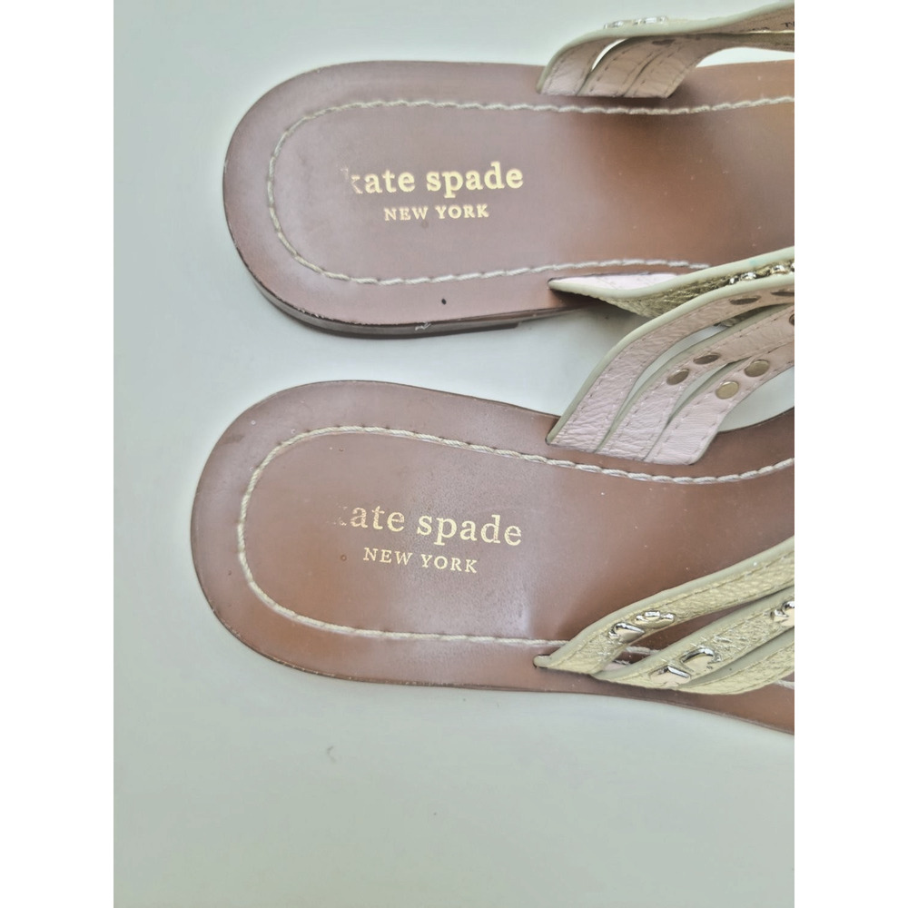 kate spade Metallic Gold Leather Thong Sandals - Picture 5 of 8